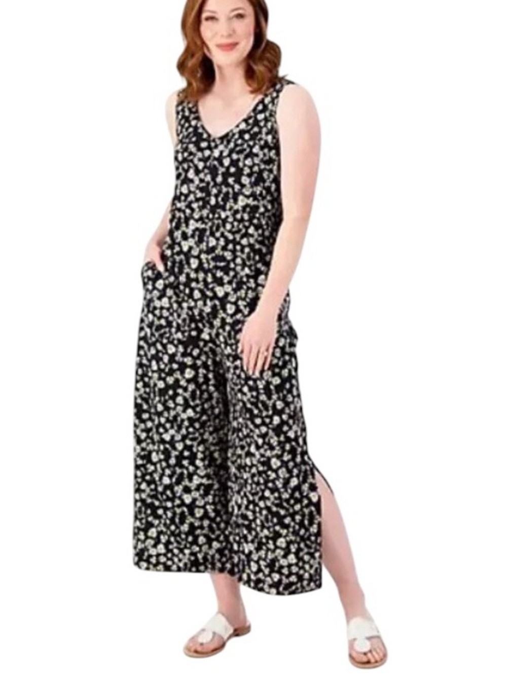 Cuddl Duds•Flexwear V Neck Floral Wide Leg Jumpsuit